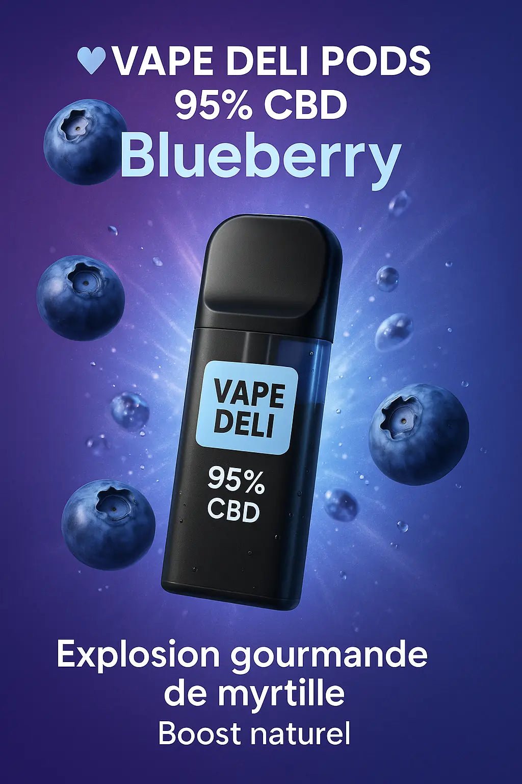 Vape Deli Pod Blueberry 95% CBD  La Maison Du Canab