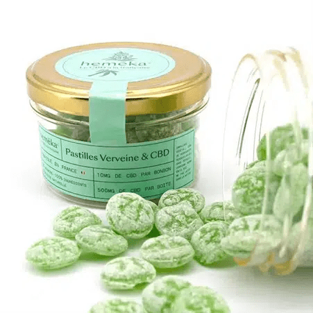 Bonbons au CBD hemēka: Pastilles Verveine & CBD 10 mg 🍬🌿 - La Maison Du Canab
